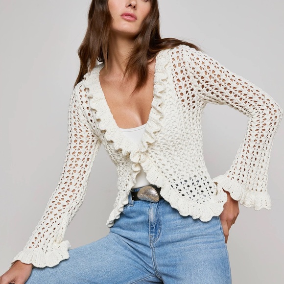 NWT L'Agence Solaris Open Stitch Cardigan Size XL